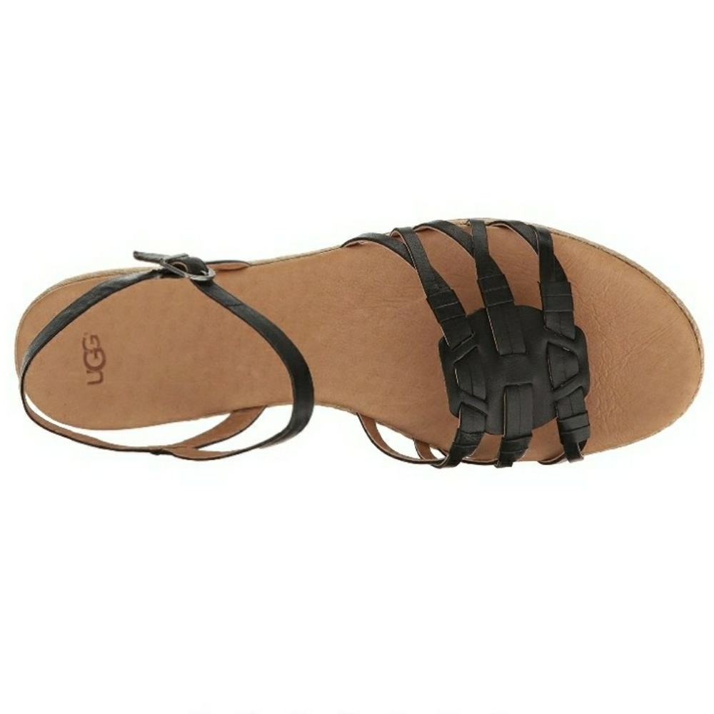 UGG Black Leather Strappy Ankle Sandals Size 11: GOOD CONDITION - Picture 2 of 8